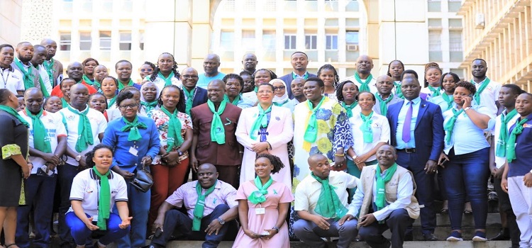 Exihibitors, MPs and other stakeholders in a group photo with Speaker Anita Among